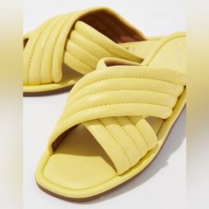 Seychelles Word For Word Slide Sandal Leather Yellow Anthropologie Women's 6.5